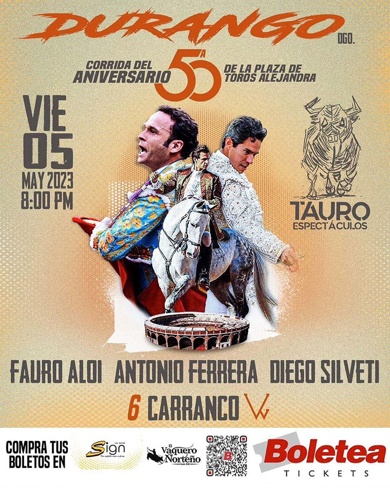 Anuncian la primera de dos corridas de talla internacional en Durango, con  motivo del L aniversario del coso – suertematador.com